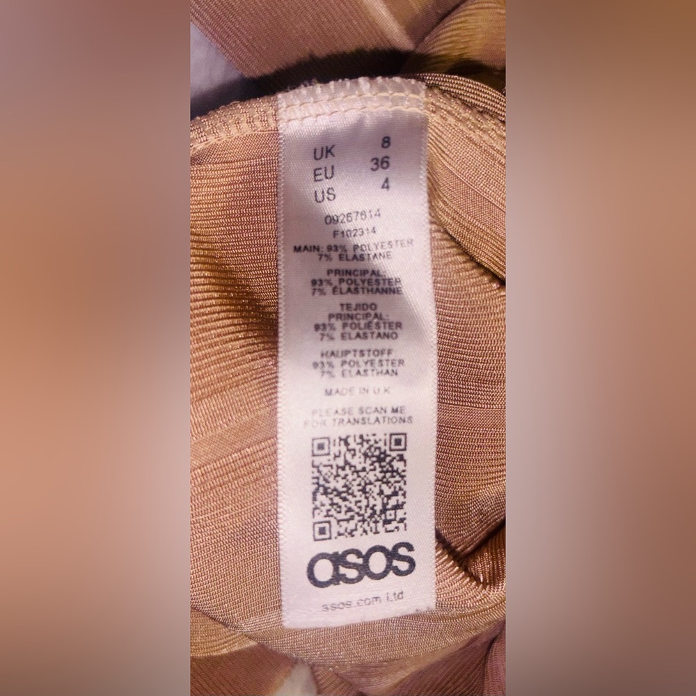 ASOS Design Slinky Ribbed Flared Pants In Light Brown/Pink Size 4 - Picture 7 of 8